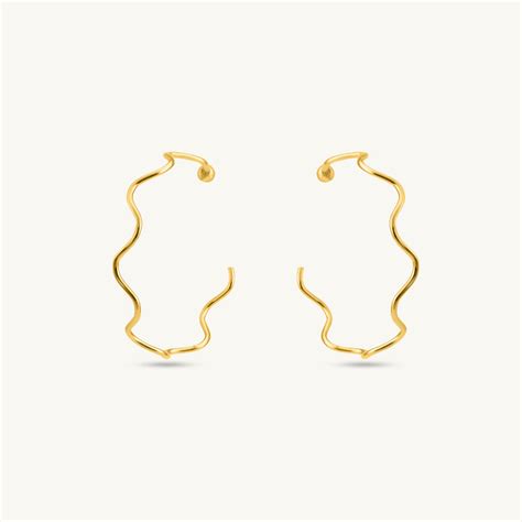 Golden Ripple Hoop Earrings – PALMONAS