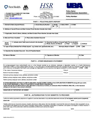 HSR Plaza II Dental Claim Form - Blank Fillable Template | Fill Out ...