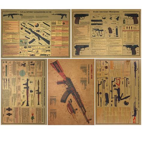 Buy Room Wall Decor Assault Pistol Bazooka Structure Retro for ...