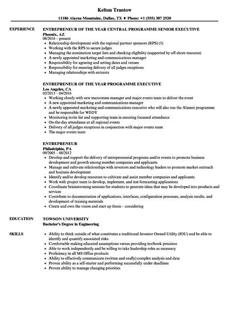 Entrepreneur Resume 的图像结果