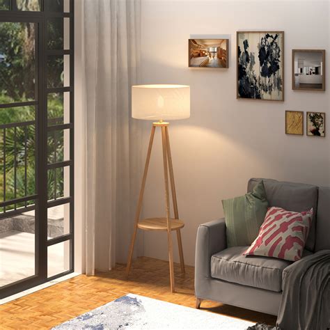 Modern Tripod Floor Lamp with Shelf