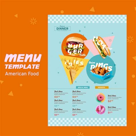 American food concept menu template | Free PSD