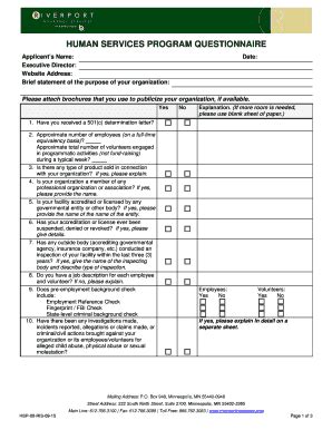 Fillable Online HUMAN SERVICES PROGRAM QUESTIONNAIRE Fax Email Print ...