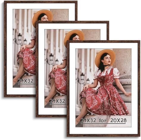 Amazon.com - HLiWEGNS Dark Brown 24x32 Frame Set of 3 - Rustic ...