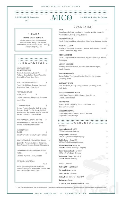 Mico Restaurant menus in Charlotte, North Carolina, United States