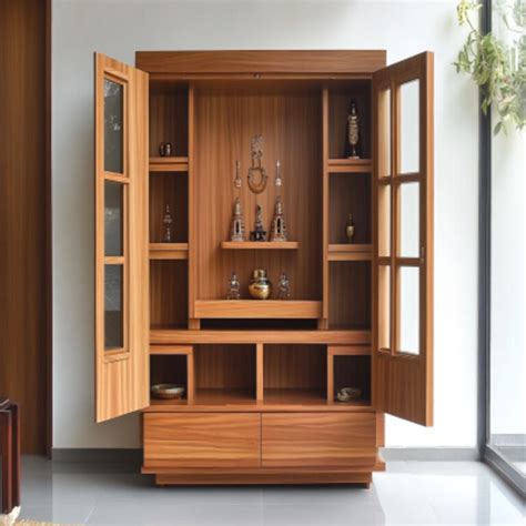 Modern Mandir Design With CNC Pattern