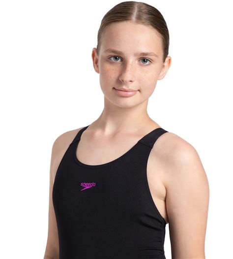 Buy Speedo Girl's Endurance Plus Essential Splashback Legsuit - Black ...