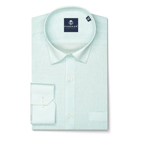 Light Mint Color Lining Texture Pure Cotton Shirt For Men – Punekar Cotton