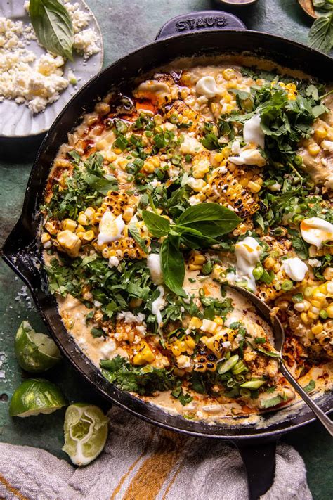 Skillet Creamed Street Corn Chicken. - Half Baked Harvest
