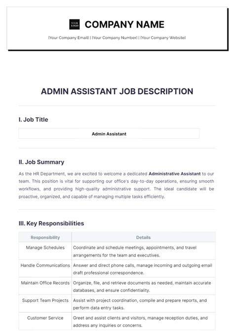 Page 6 | Free Job Description Templates to Edit Online & Print