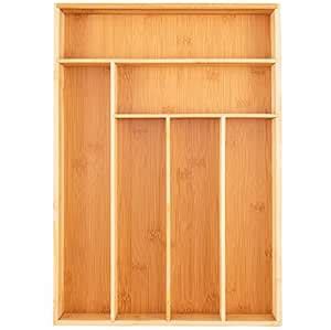 Kitchen Utensil Drawer Organizer, Bamboo Silverware Tray for Drawer ...