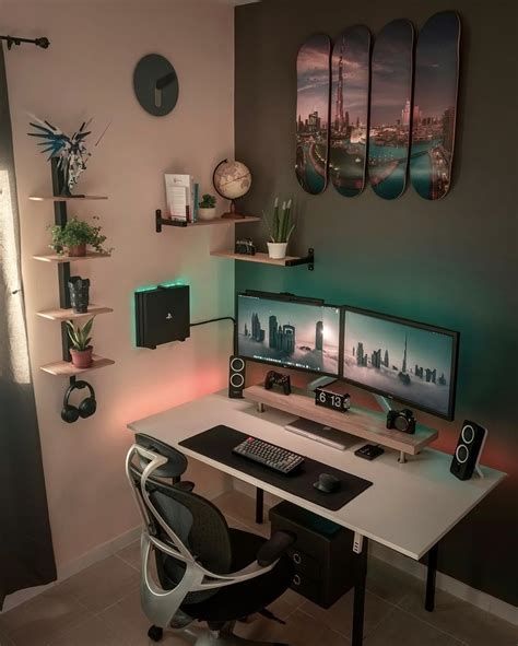 Image result for Computer Desk Dual Monitor Setup