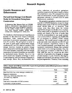 Pod and seed storage: cost-benefit study for groundnut germplasm ...