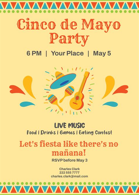 Free Cinco De Mayo Invitation Card Template to Edit Online