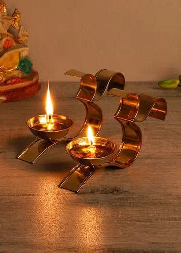 Buy Akhand Jyoti Om Brass Diya (Set of 2) at Best Price in India