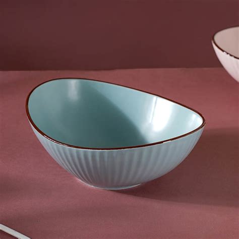 Pastel Ribbed Boat Serving Bowl Online - Premium Serving Bowl | Nestasia