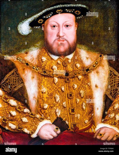 King Henry VIII. Portrait of Henry VIII (1491-1547), painting after Hans Holbein the Younger, c ...