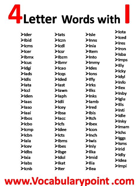 4 Letter Words Starting with I - Vocabulary Point