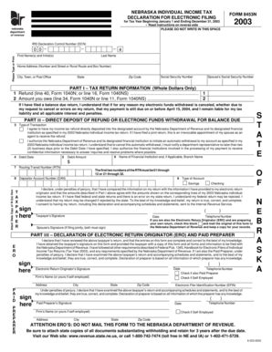 Fillable Online Nebraska Individual Income Tax Declaration for ...