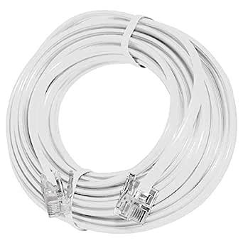 15' Feet Telephone Extension Cord Cable Line Wire, White RJ-11 by True ...