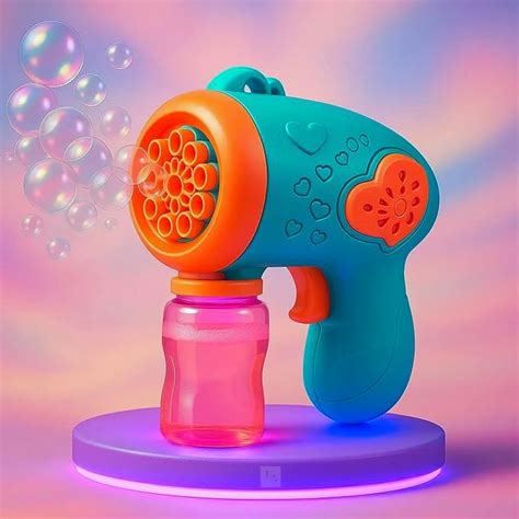 Buy Bubble Gun Toy for Kids with 1 Bubble Solution Bottles, Bright LED ...