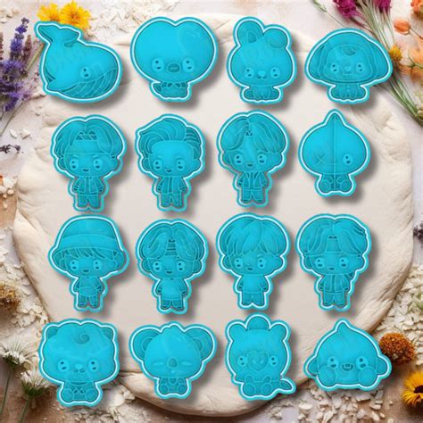 BT21 BTS Cookie Cutter Stamp Fondant Play Dough Polymer Clay Set of 16 ...