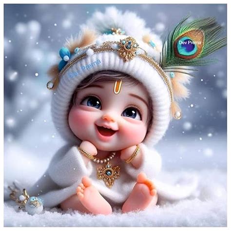 Decals Creation Lord Cute Baby Krishna White Feather Wall Poster (K16 ...