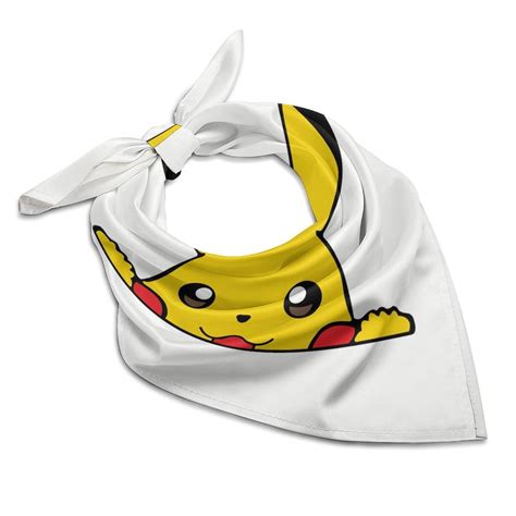 Pikachu-Pokemon Peeker Peeking Square Satin Head Scarf Hair Scarves ...