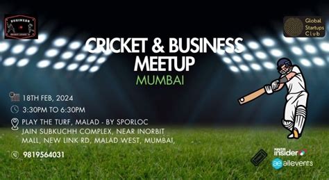 CRICKET BUSINESS MEETUP, Play The Turf, Malad - by SPORLOC, Jain ...
