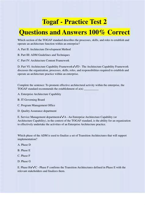 Image result for TOGAF Practice Questions