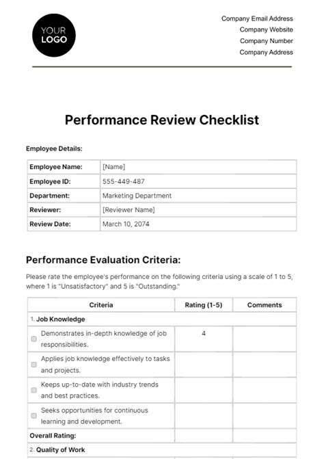 Performance Checklist Template 的图像结果