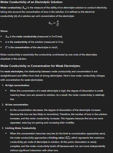 define molar conductivity of an electrolytic solution? how does molar ...