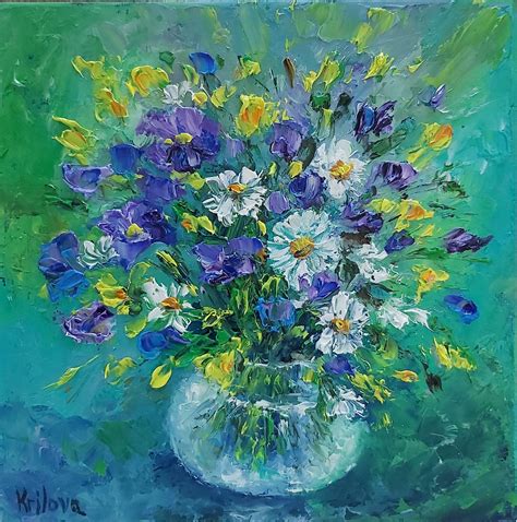Acrylic Paintings Of Blue Flowers - painting of blue flowers