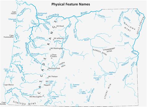 State of Oregon: Blue Book - Oregon Almanac: Oregon Physical Features Map