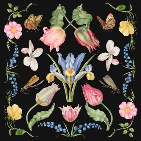 Hand drawn flowers vector floral illustration set, remix from the model ...