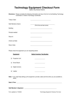 Technology Equipment Checkout Form - Fill and Sign Printable Template ...