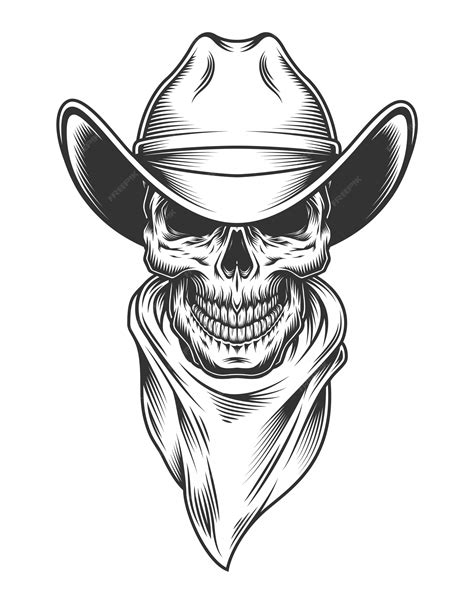 Cowboy Hat Skull Drawing