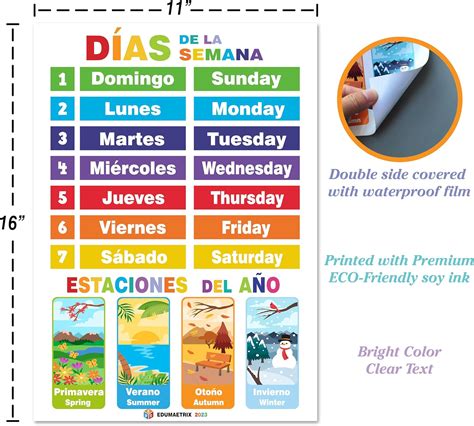 EDUMAETRIX 20 Spanish English Bilingual Educational Posters India | Ubuy