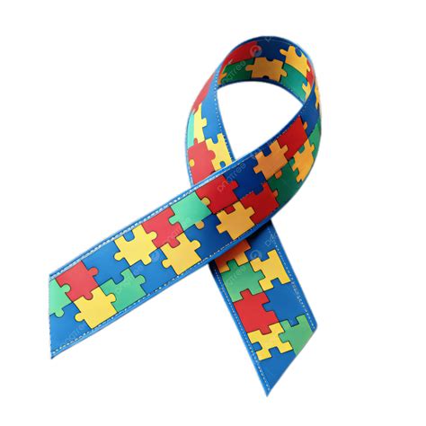 Vibrant Puzzle Ribbon Symbol Of Autism Awareness, Autism Support, Puzzle Piece Ribbon, Awareness ...