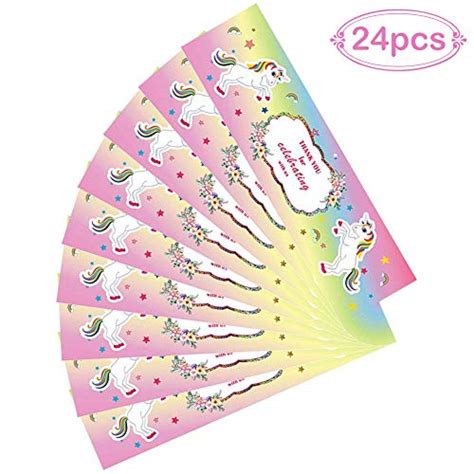 Buy AerWo 24pcs of Rainbow Colour Unicorn Water Bottle Labels Water ...