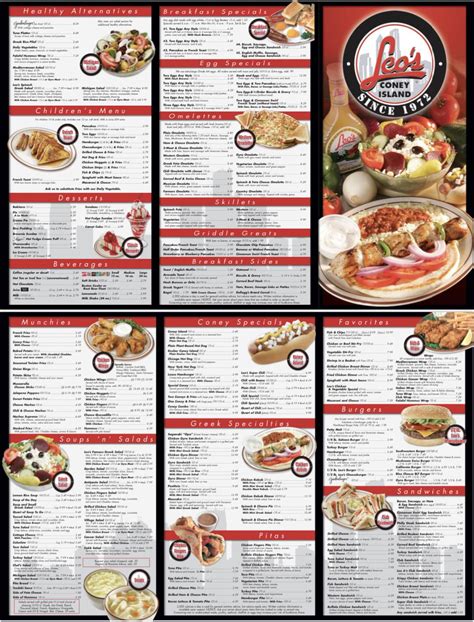 Menu at Leo's Coney Island restaurant, Fenton
