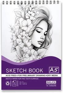 INKLICK 50 Sheet A5 Sketchbook | Top Spiral-Bound Sketchpad for Artists ...