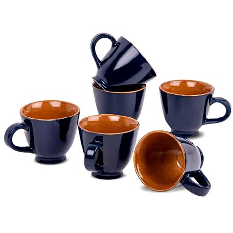 Buy ABESH's Ceramic Tea Cup Set of 6|Royal Blue Cup, 150 ml|Coffee Mug ...
