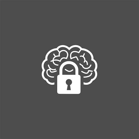Vector brain with padlock inside security and privacy conceptual icon ...