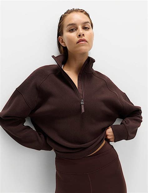 Buy Rib Half Zip Yoga Sweatshirt at Marks & Spencer