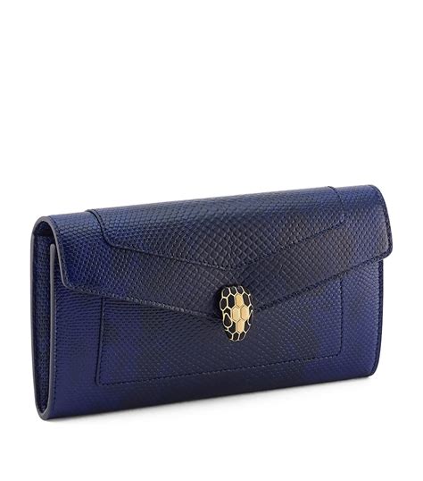 Bvlgari Blue Karung Leather Serpenti Forever Long Wallet | Harrods IN
