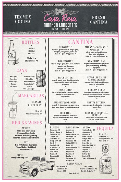 MENU - Miranda Lambert's Casa Rosa Nashville