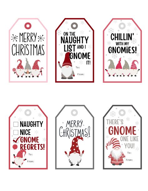 Free Printable Gnome Christmas Gift Tags - Baking You Happier