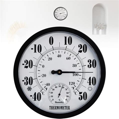 Molbory Round Indoor Outdoor Thermometer Hygrometer - 10 Inch Analog ...