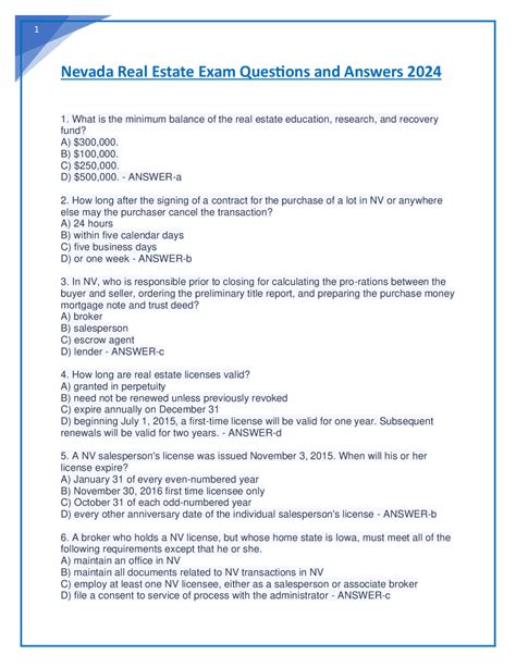 Nevada Real Estate Exam Questions and Answers 2024 | Exams Nursing ...